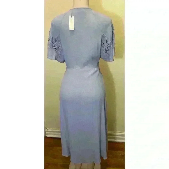 NWT ASTR The Label Crochet Sleeve, High-Low Midi Wrap Dress Size M - Picture 4 of 12